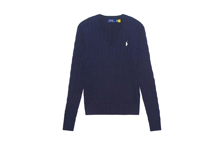 Polo Ralph Lauren Women'ss V-Neck Knit Sweater Navy