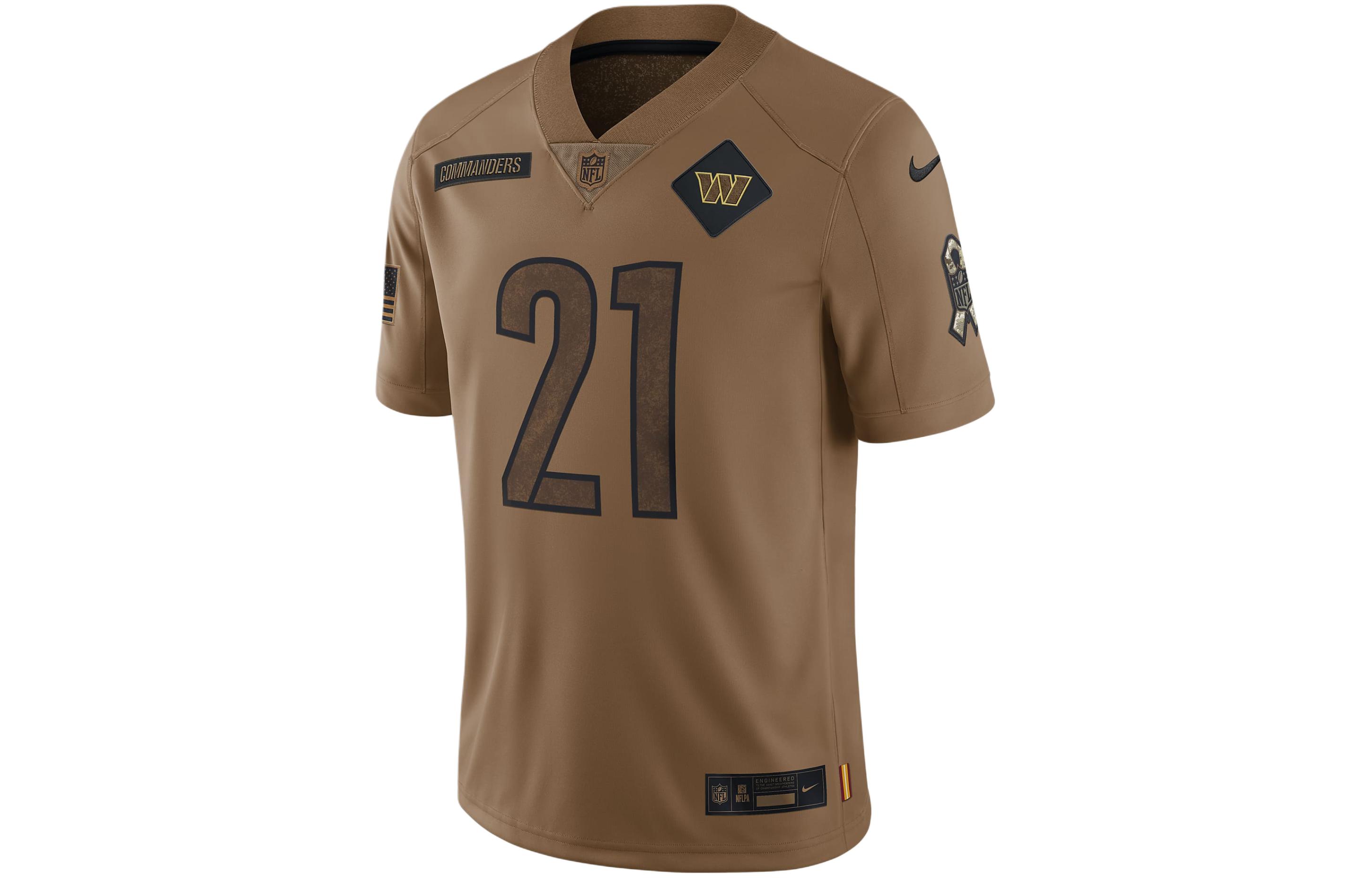 Nike Dri-FIT printed numbers V-neck straight short-sleeved football jersey Sean Taylor Washington Commander Men's Brown