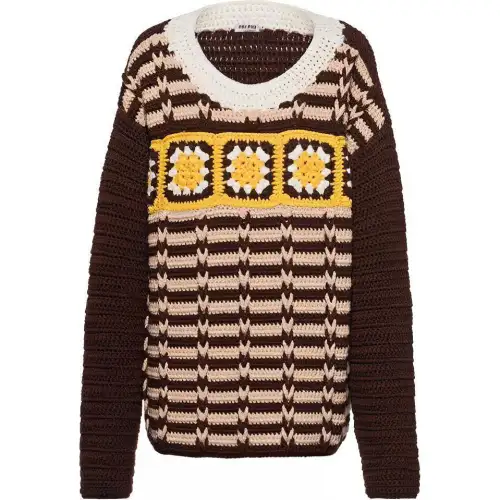 MIU MIU Sweaters Women's Brown V Neck Moderate Base Layer