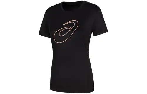 ASICS T Shirts Women's Black Crew Neck Moderate Straight Fit