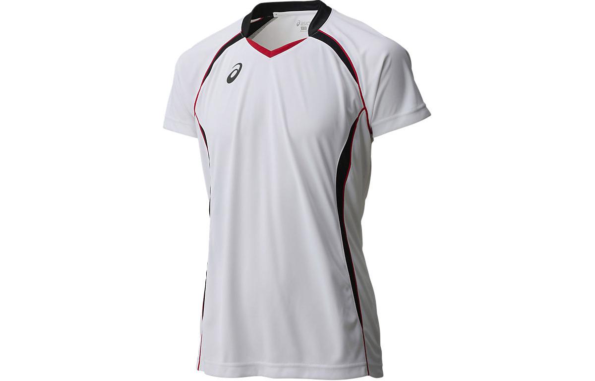 Asics Volleyball white uniform for men and women, print, V-neckline, with short sleeve