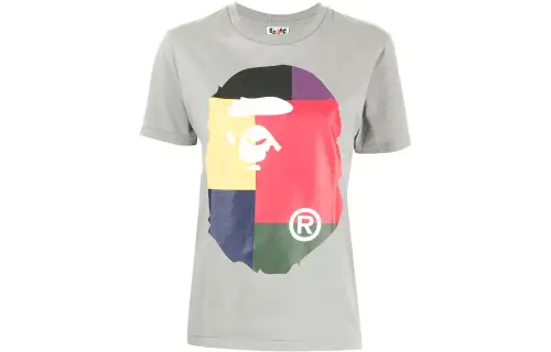 A BATHING APE T Shirts Women's Gray Crew Neck Moderate Straight Fit