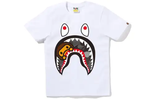 Bape Women's Grid Camo Milo Shark Tee Black Black