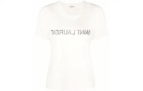 SAINT LAURENT Reverse Logo T Shirt Natural