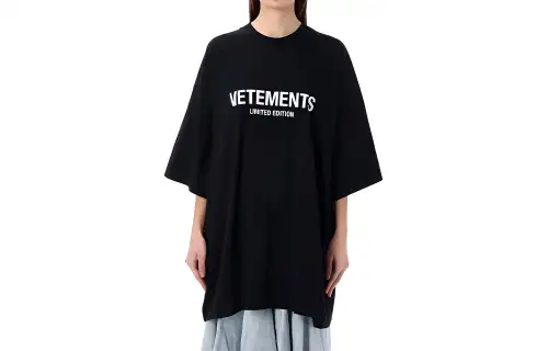 Vetements Drop Shoulder Sleeve T Shirt Women's Black