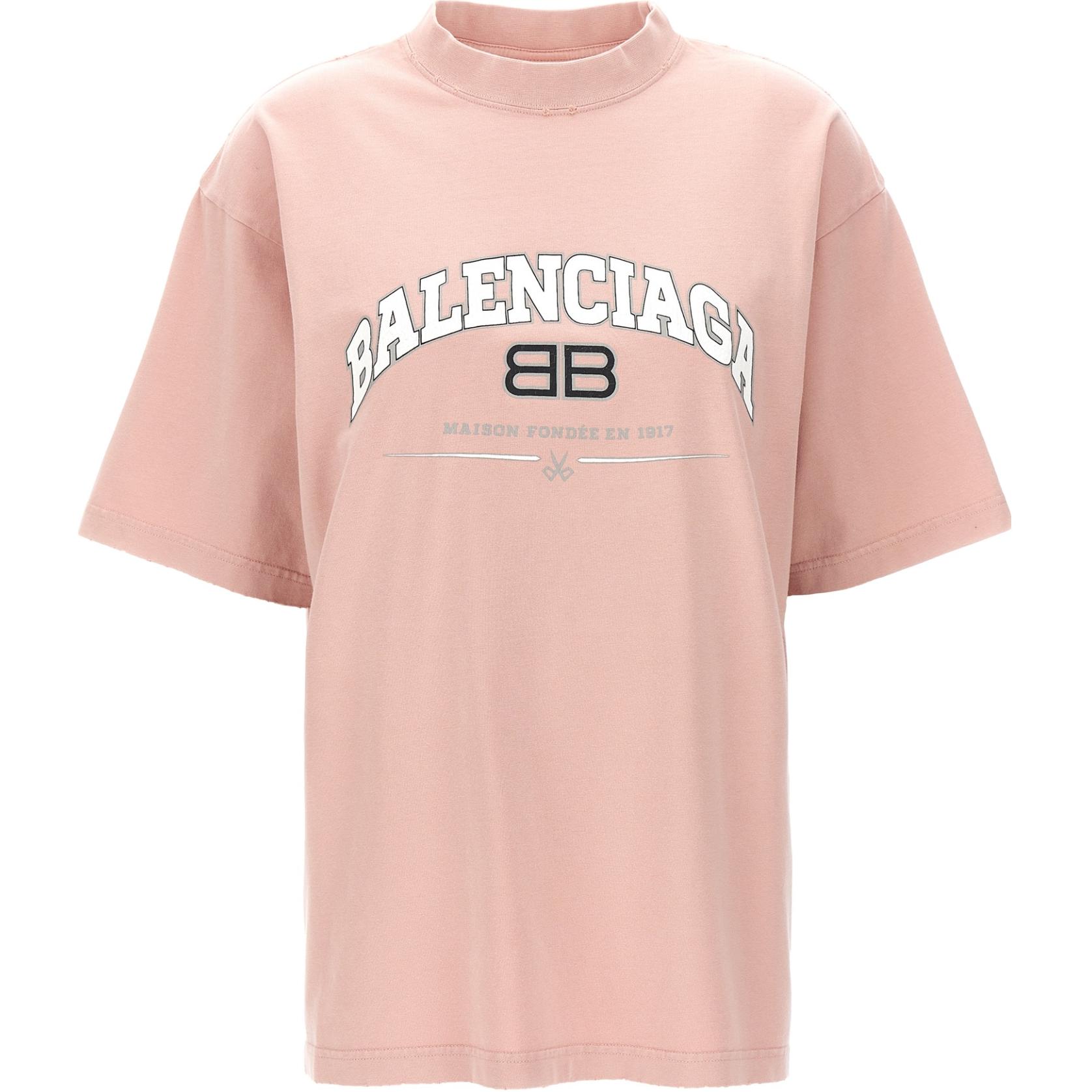 Женская футболка Balenciaga Logo (розовая)