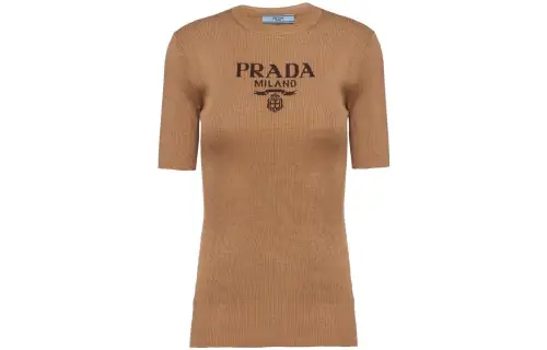 PRADA Logo intarsia Silk Top
