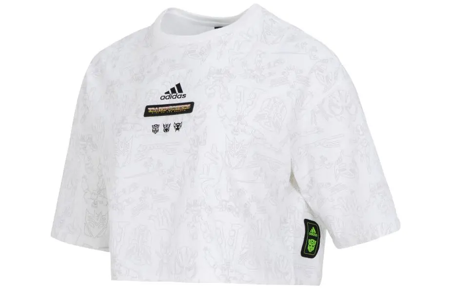 Adidas Crop Tops Women's White Crew Neck Moderate