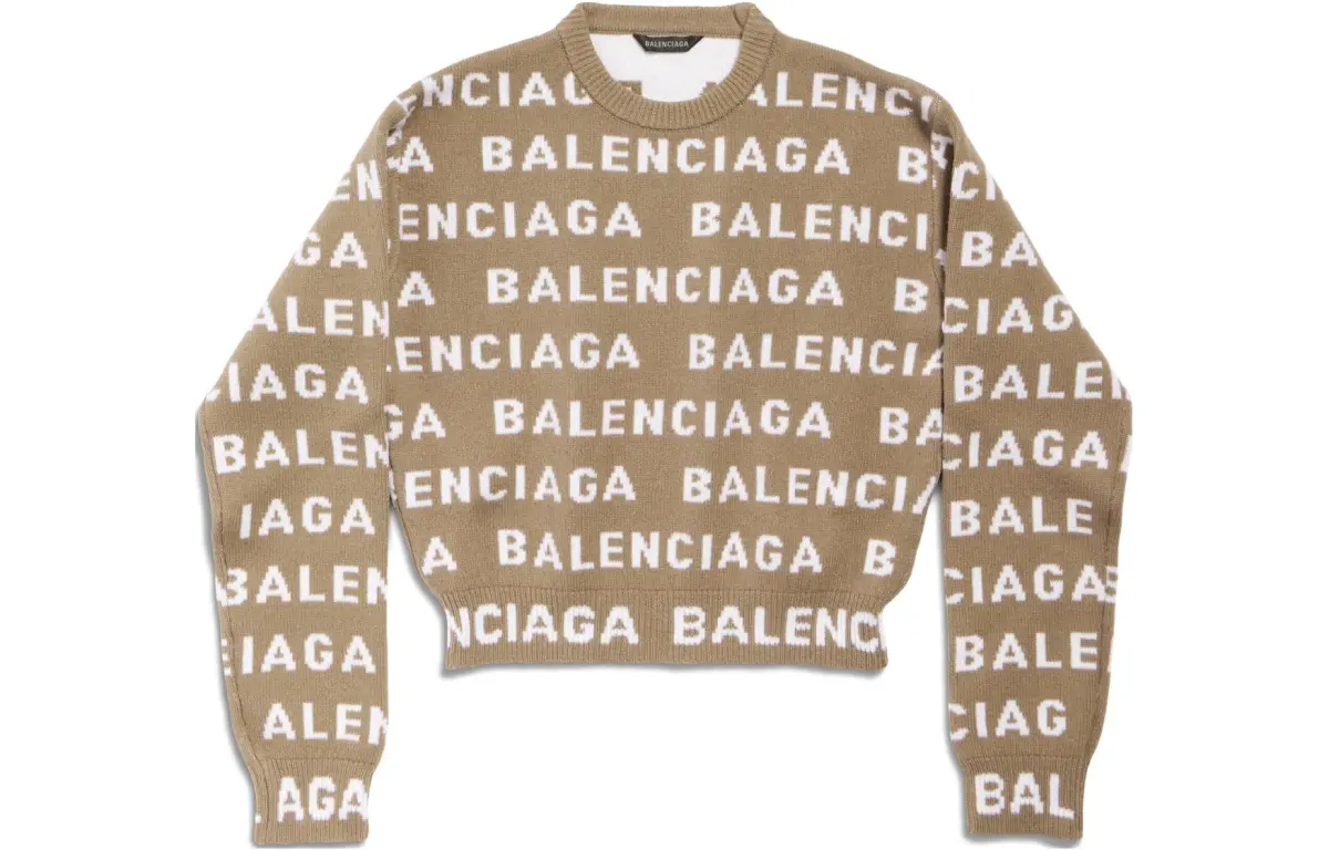 Balenciaga Logo Intarsia Knit Crewneck Jumper