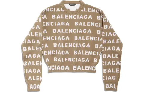 Balenciaga Logo Intarsia Knit Crewneck Jumper