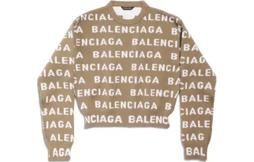 Balenciaga Logo Intarsia Knit Crewneck Jumper