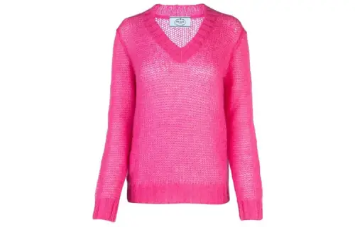 PRADA Sweaters Women's Pink V Neck Moderate Straight Fit