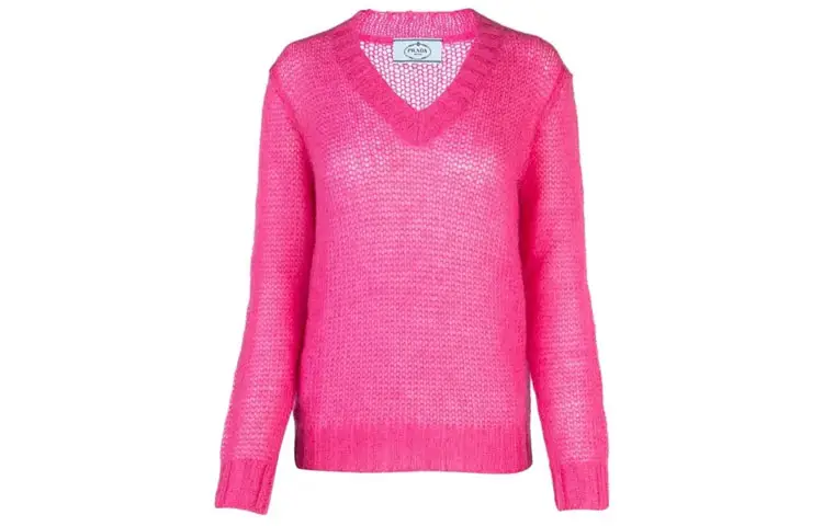 PRADA Sweaters Women's Pink V Neck Moderate Straight Fit