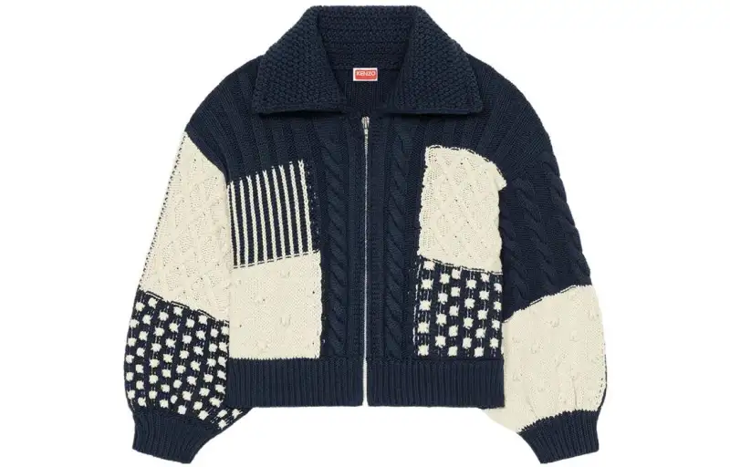 KENZO Sweaters Women's Blue Lapel Moderate Cardigan