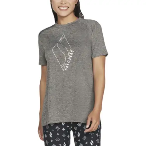 Skechers Diamond Blissful T Shirts Women's Black Crew Neck Moderate Other