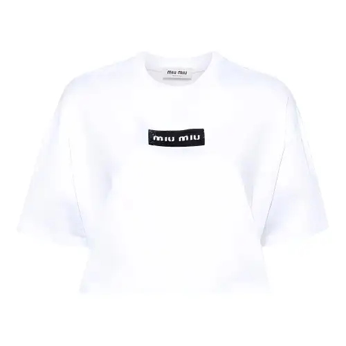 MIU MIU Logo-Detailed Cropped T-Shirt