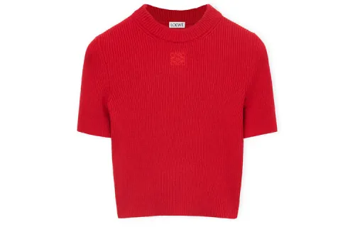 LOEWE Crop Tops Women's Red Crew Neck Moderate