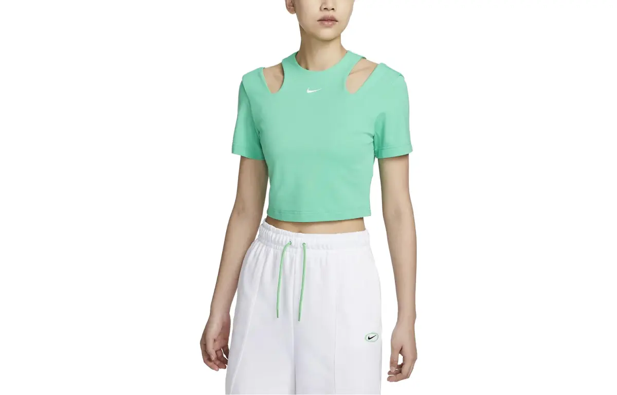 Nike Crop Tops Women's Spring Green Crew Neck Moderate