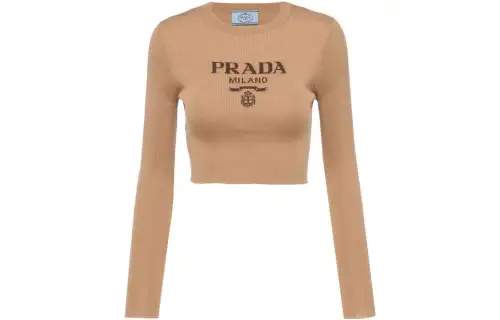 intarsia-knitted logo top