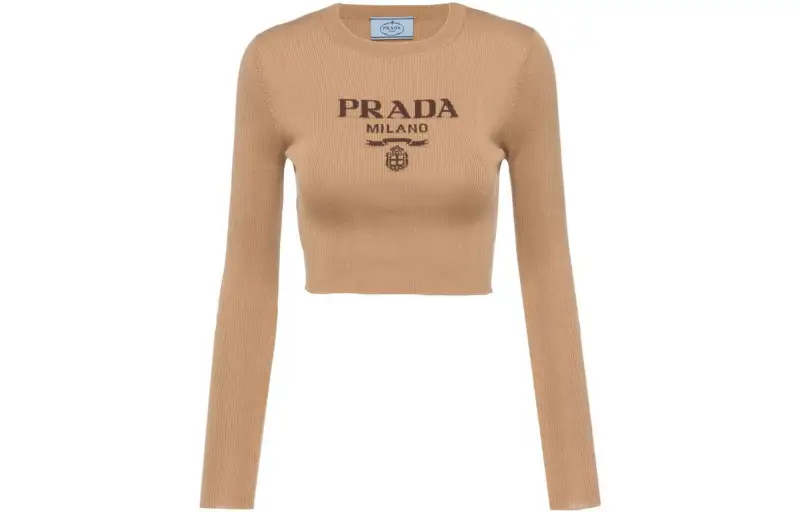 intarsia-knitted logo top