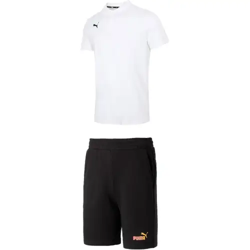 PUMA Casual Sportswear Men's White Top+Black Shorts Lapel Moderate