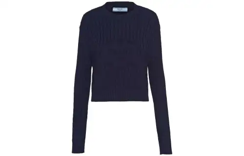 Prada logo-intarsia cable-knit jumper