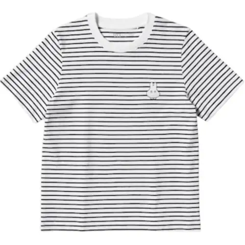 UNIQLO X Miffy T Shirts Women's White Crew Neck Moderate Straight Fit