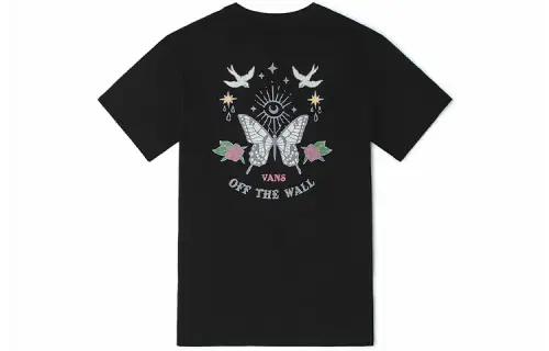 Vans T Shirts Women's Black Crew Neck Moderate Straight Fit