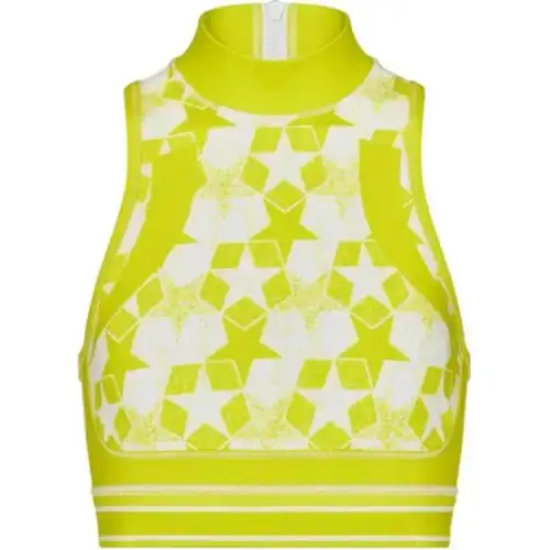 DIOR Tank Tops Women's Yellow Turtleneck Racerback