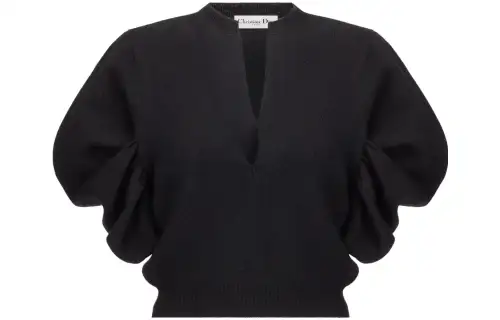DIOR Crop Tops Women's Black Crew Neck Moderate