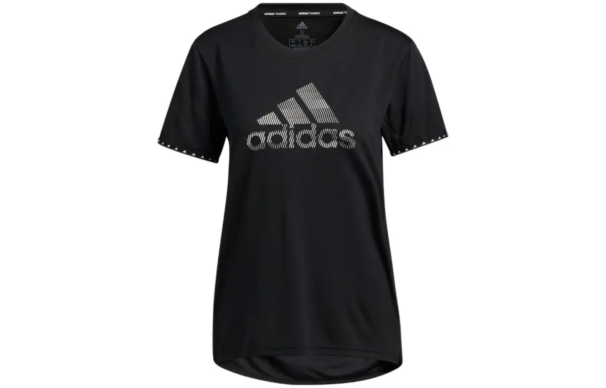 Adidas T-Shirts Women's Black Crew Neck Moderate Straight Fit