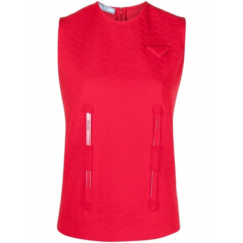 PRADA Logo Embroidered Crewneck Tank Top