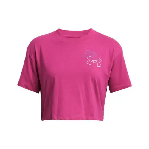 Under Armour Bubble Script Drop Shoulder Sleeve T Shirt Women's Sky Pink