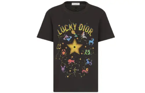 DIOR T Shirts Women's Black Crew Neck Moderate Straight Fit