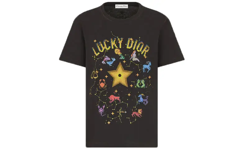 DIOR T Shirts Women's Black Crew Neck Moderate Straight Fit