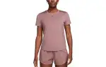 Nike T Shirts Women's Pink Crew Neck Moderate Straight Fit