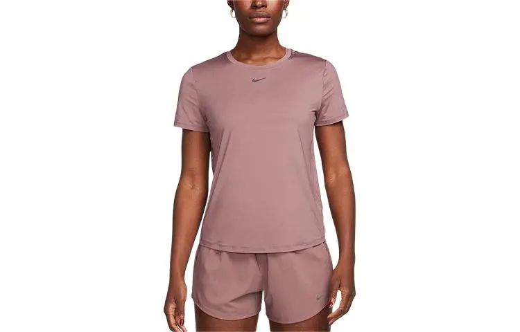 Nike T-Shirts Women's Pink Crew Neck Moderate Straight Fit