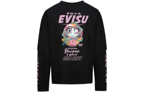 EVISU T Shirts Women's Black Crew Neck Moderate Straight Fit