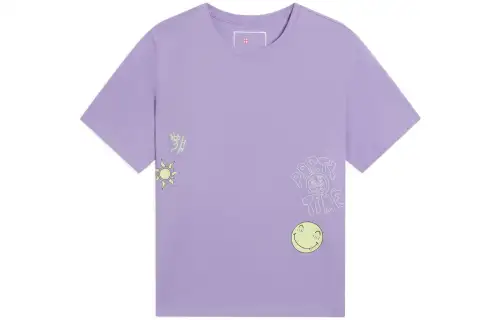 Li Ning T Shirts Women's Purple Crew Neck Moderate Straight Fit