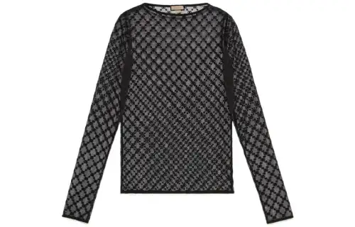 GUCCI Gg Star Tulle Top Black