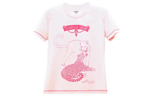HERMES T Shirts Women's Pink Crew Neck Moderate Straight Fit