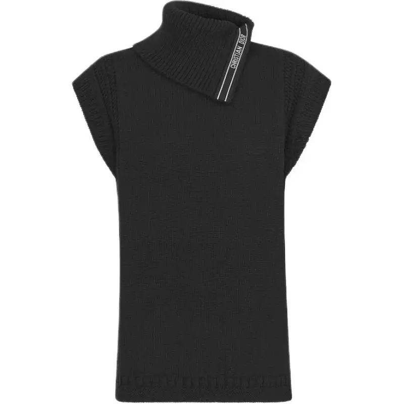 DIOR Stand Collar Sleeveless Sweater Women's Black