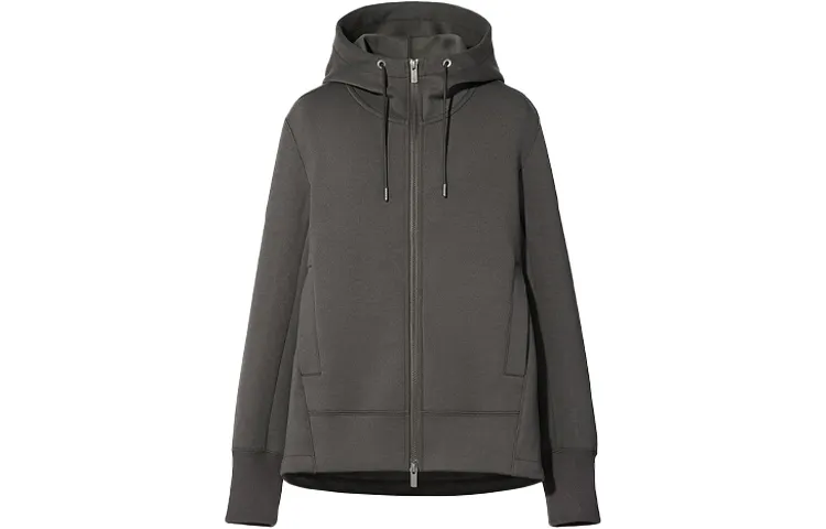 UNIQLO X JIL SANDER Sweatshirts Women's Lead Gray Hooded Moderate Cardigan