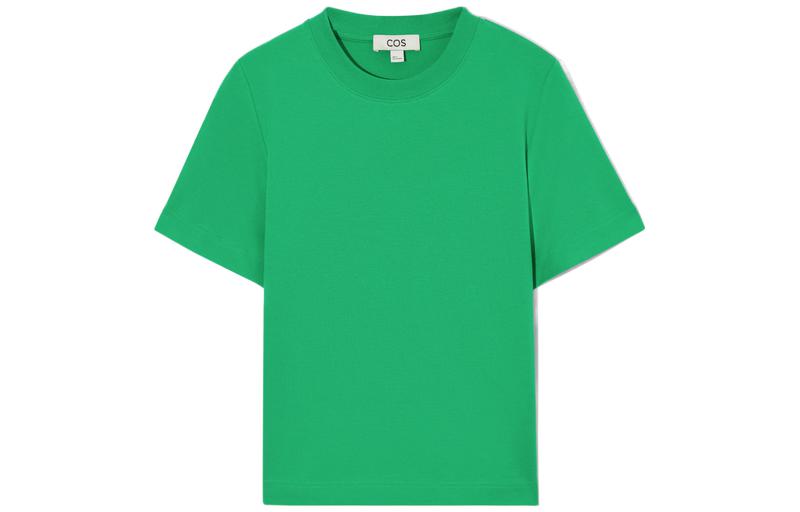 COS T Shirts Women's Green Crew Neck Moderate Straight Fit