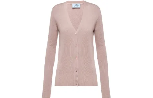 PRADA Cashmere Sweaters Women's Nude V Neck Moderate