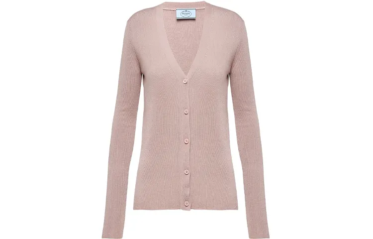 PRADA Cashmere Sweaters Women's Nude V Neck Moderate