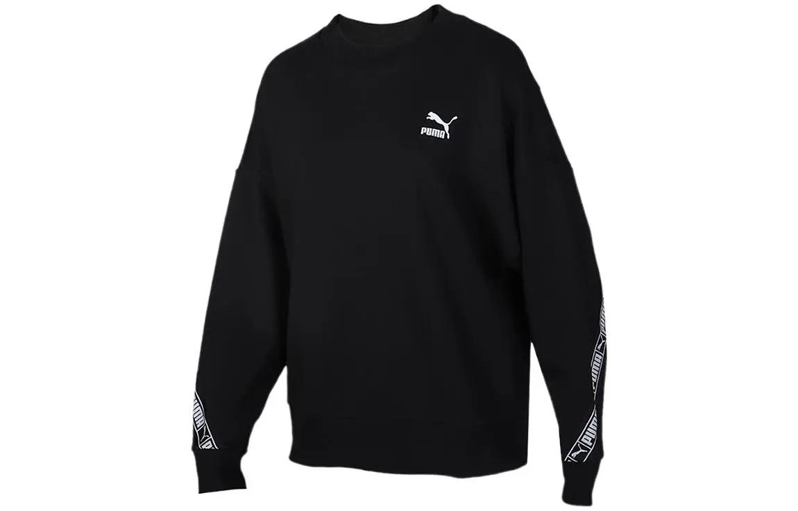 PUMA Sweatshirts Women's Black Crew Neck Moderate Straight Fit