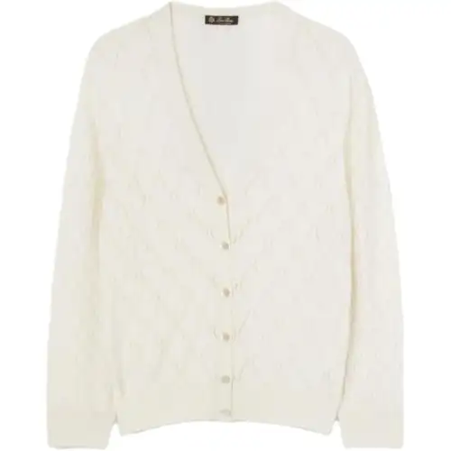 Loro Piana Sweaters Women's Nougat Color V Neck Moderate Cardigan