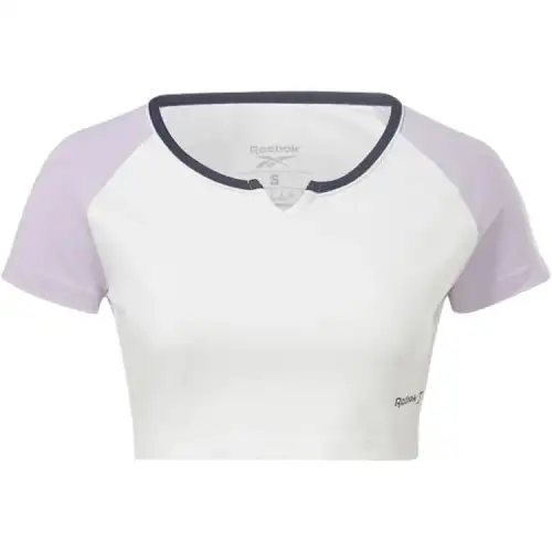 Reebok T Shirts Women's White Crew Neck Moderate Nipped In Waist