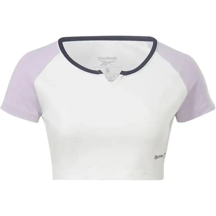 Reebok T Shirts Women's White Crew Neck Moderate Nipped In Waist
